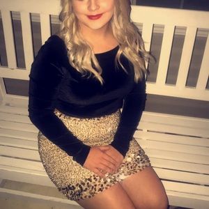 Black and gold two piece homecoming dress